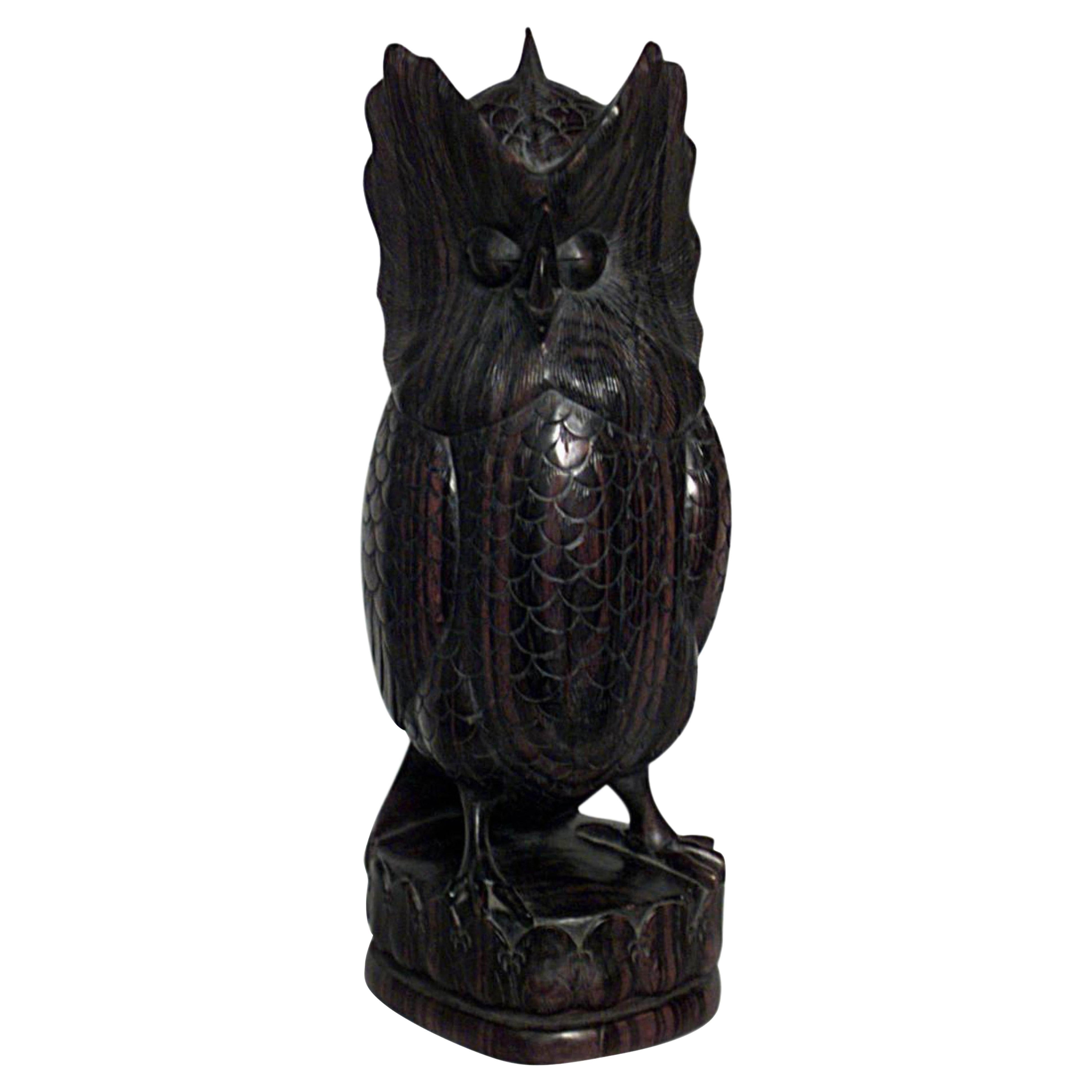 English Victorian Ebony Owl For Sale