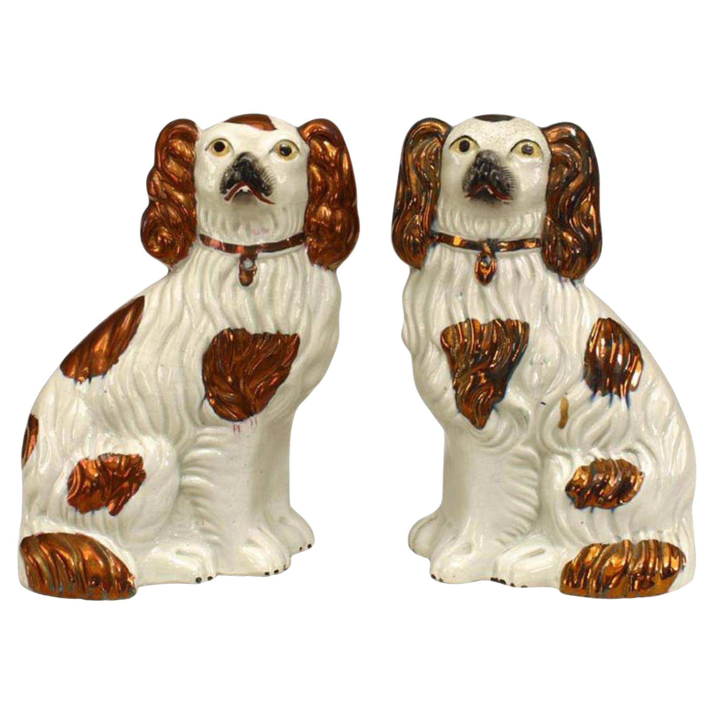 Pair of Porcelain and Copper Staffordshire Dogs