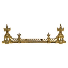 Ornate French Victorian Gilt Bronze Fireplace Fender, Circa 1850