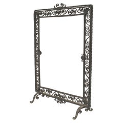American Art Deco Wrought Iron Fire Screen, Hand-Crafted, 1930-1940