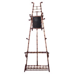 Victorian Maple Faux Bamboo Hatrack with Mirror, USA, 20th Century