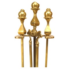 Set of 3 Georgian Style Brass Fire Tools