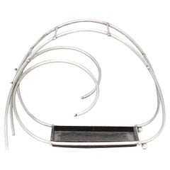 Art Moderne Chrome Scroll Umbrella Stand, Hand-Crafted, Art Deco, USA