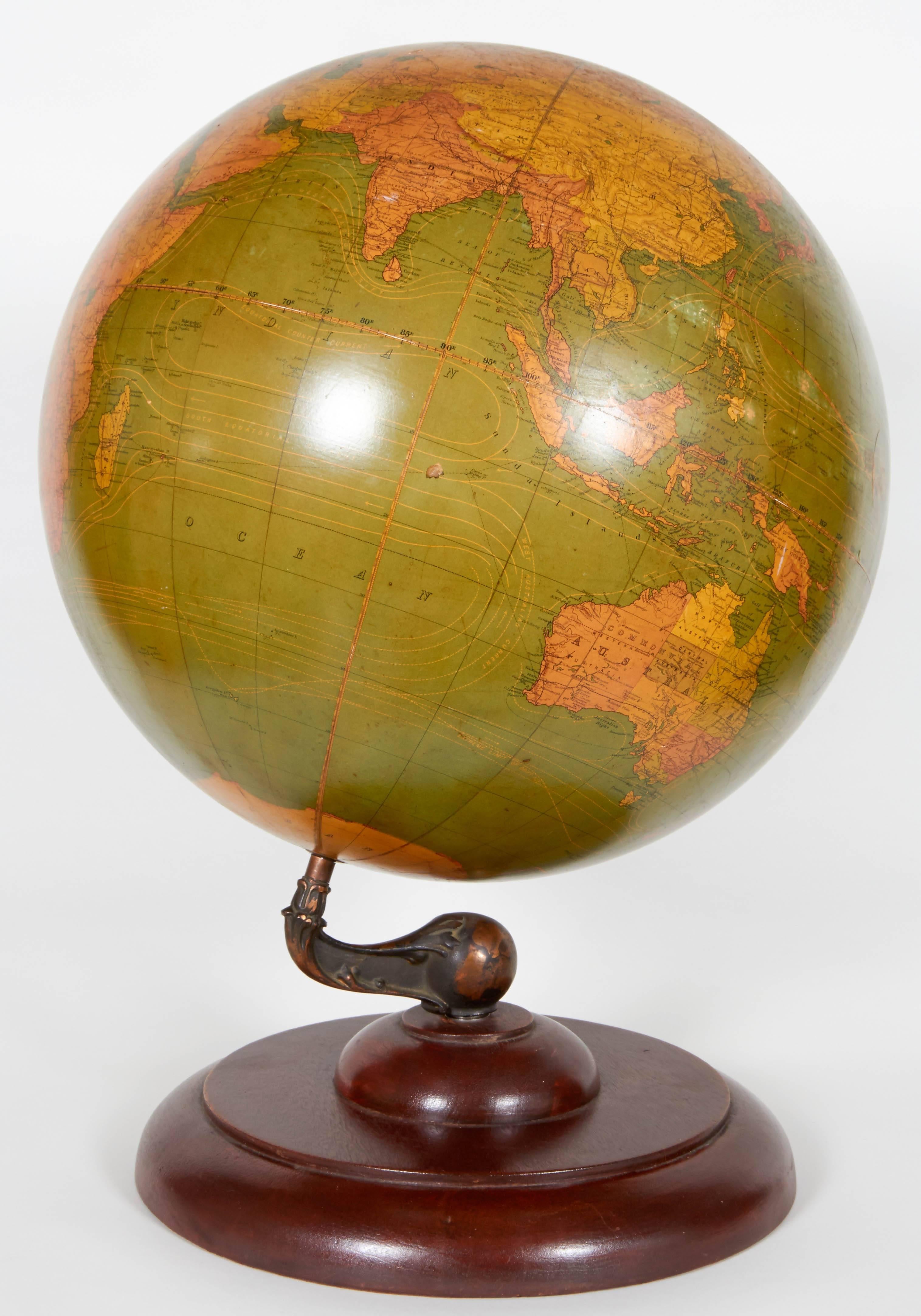Paper Early 20th Century Terrestrial Globe Printed in Scotland