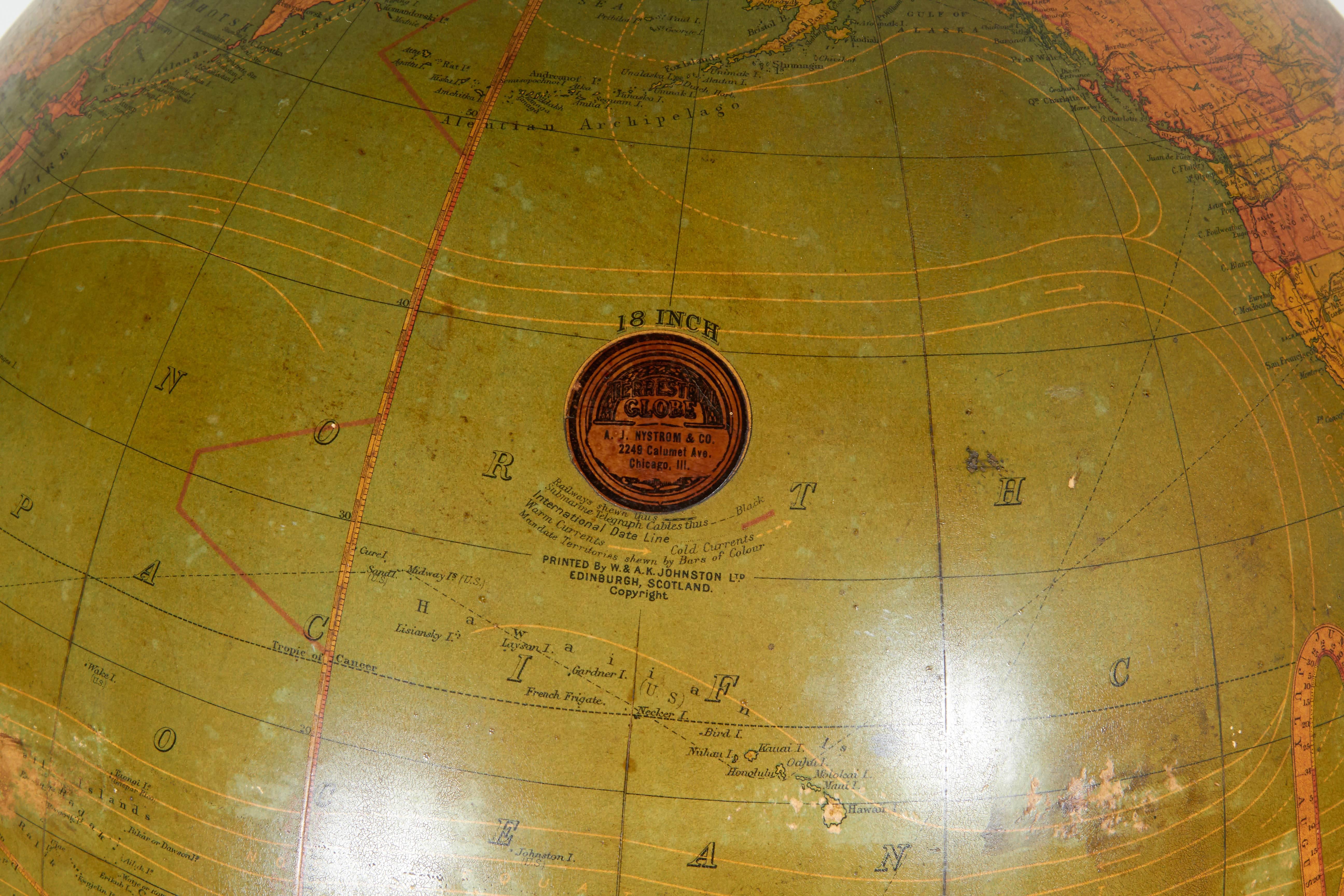 Early 20th Century Terrestrial Globe Printed in Scotland 1