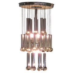 Coppia di lampadari Scolari moderni italiani in cromo lucido
