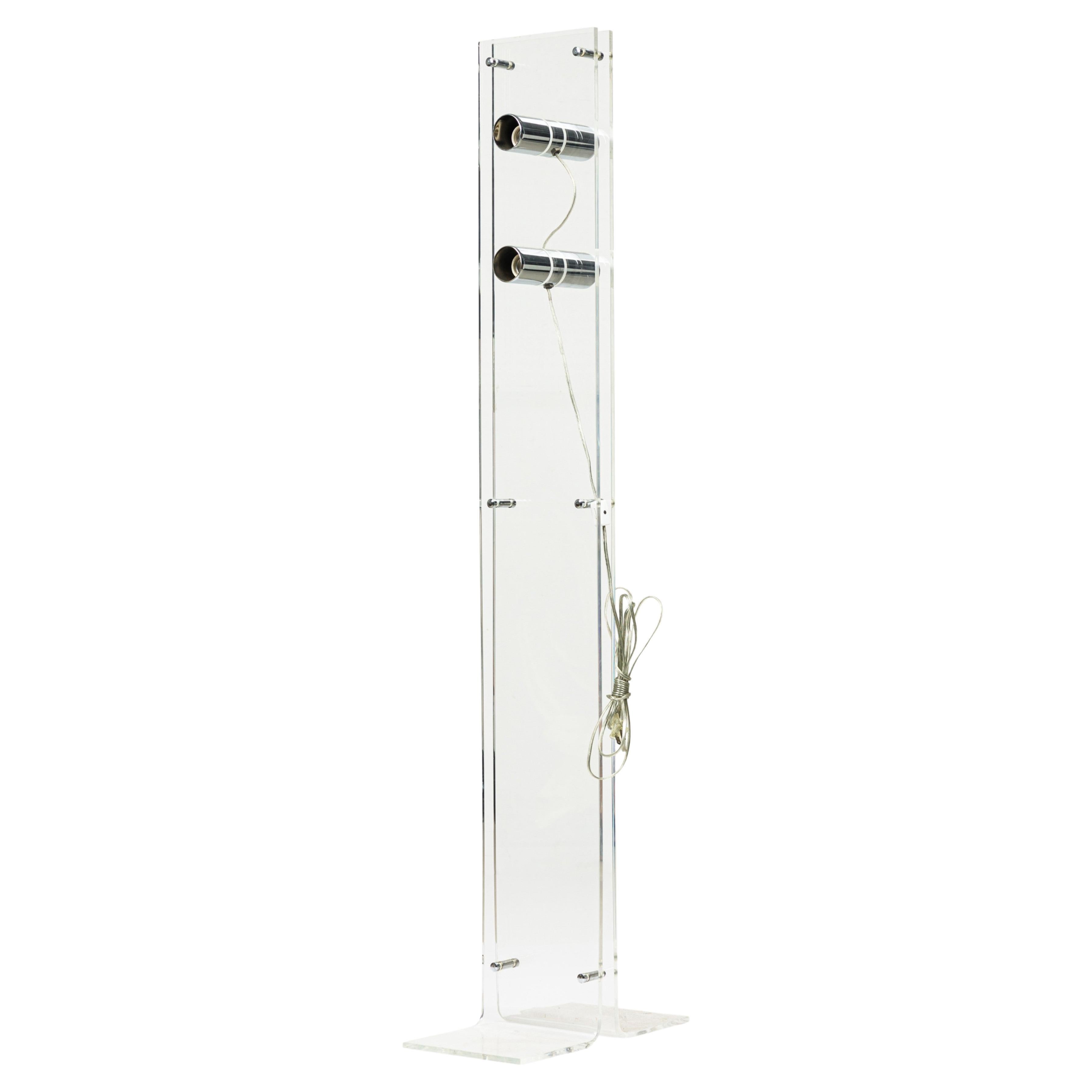 Lampada da terra in lucite e cromo di Charles Hollis Jones, design moderno, 54 in vendita