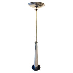 Pair of Italian Art Deco Style Chrome Floor Lamps