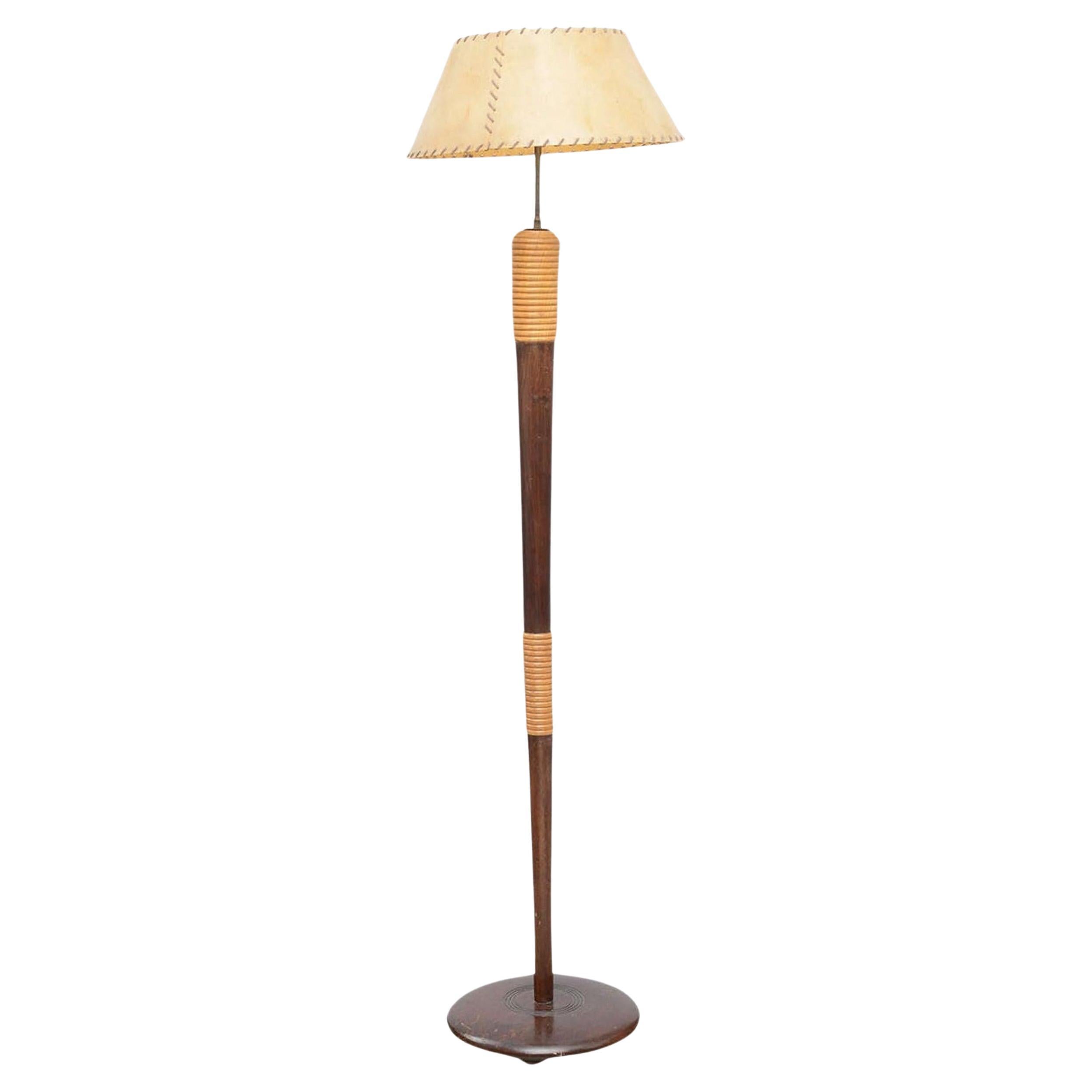 Lampadaire moderne italien à abat-jour en parchemin, Borsani, années 1960