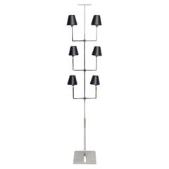 Lámpara de pie moderna americana cromada de seis luces, Tommi Parzinger, años 60