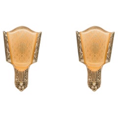 Set of 4 Moe Bridges American Art-Deco Slip Shade Sconces