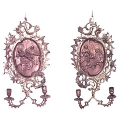 Italian Neoclassic Bronze Dore Wall Sconces, Circa 1890