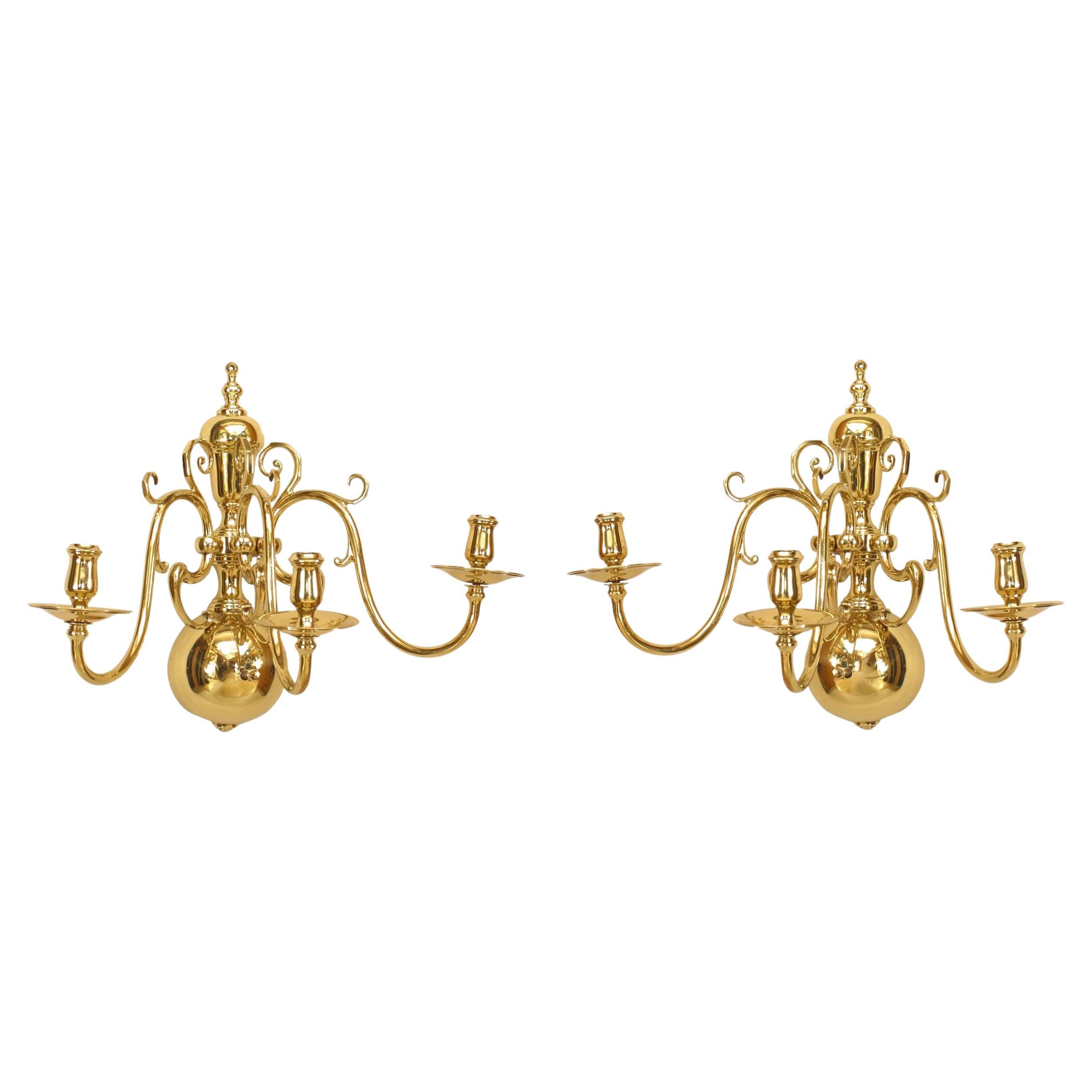 Pair of English Georgian Brass Wall Sconces