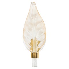 Italian Mid-Century Murano Glass Leaf Wall Sconce, Gold Dusted, 1950s