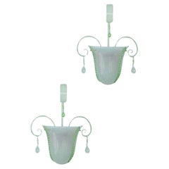 Pareja de apliques y lámparas de cristal de Murano
