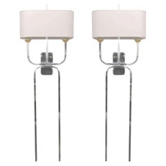 Pair of Chrome Wall Lights, Sconces, Style of Tommi Parzinger