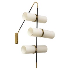 Paar italienische moderne Wandleuchten aus Messing, emailliert und Pergament Reggiani