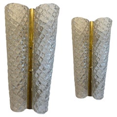 Italian Handblown Glass & Brass Butterfly Sconces by Barovier & Toso