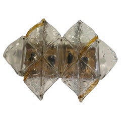 Italian Modern Handblown Glass and Brass Wall Light, Mazzega