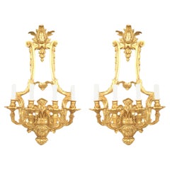 Pair of French Louis XV-Style Gilt Bronze Wall Sconces, 20th Century