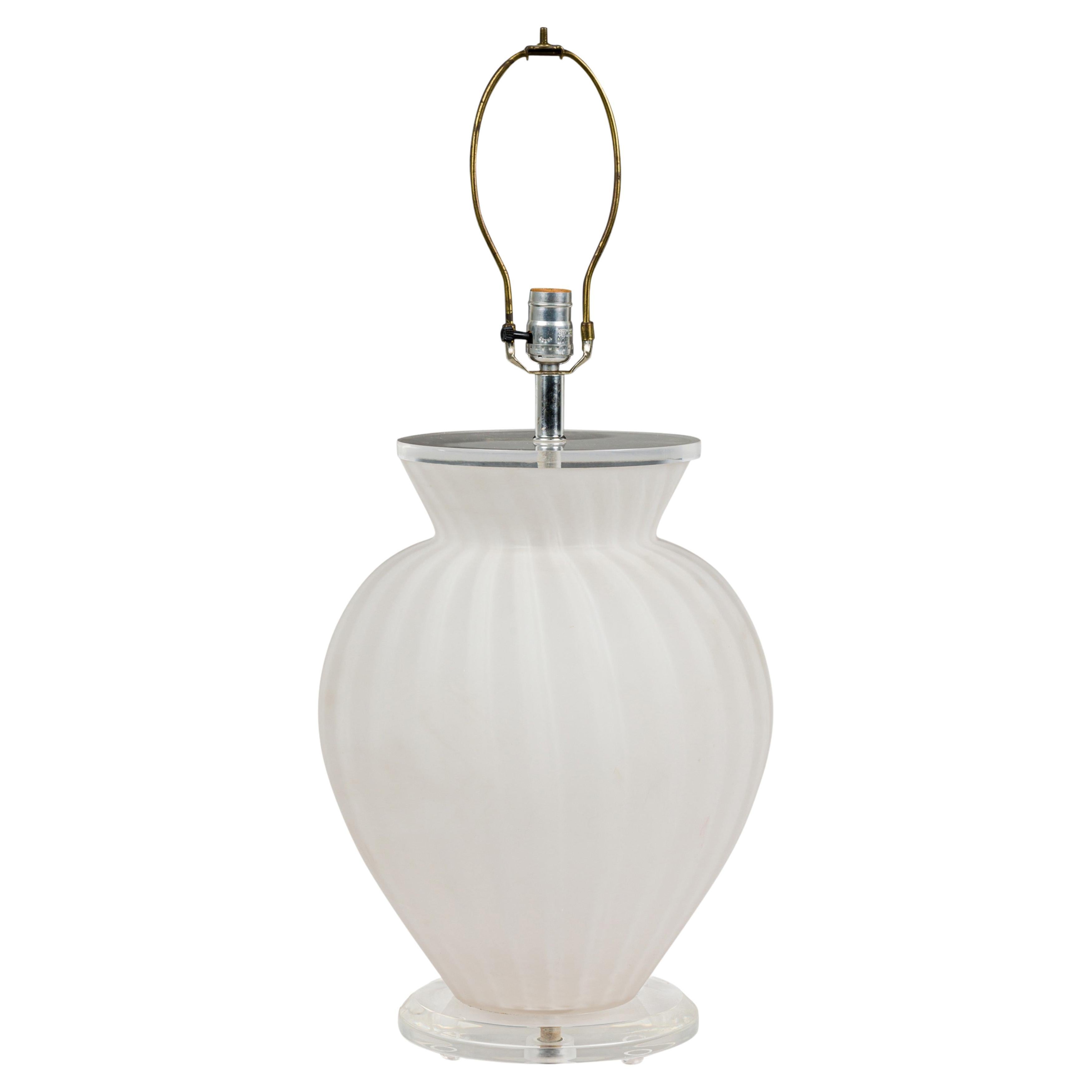 Mid-Century American Table Lamps with White Frosted Glass, Circa 1955