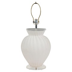 Mid-Century American Table Lamps with White Frosted Glass, Circa 1955