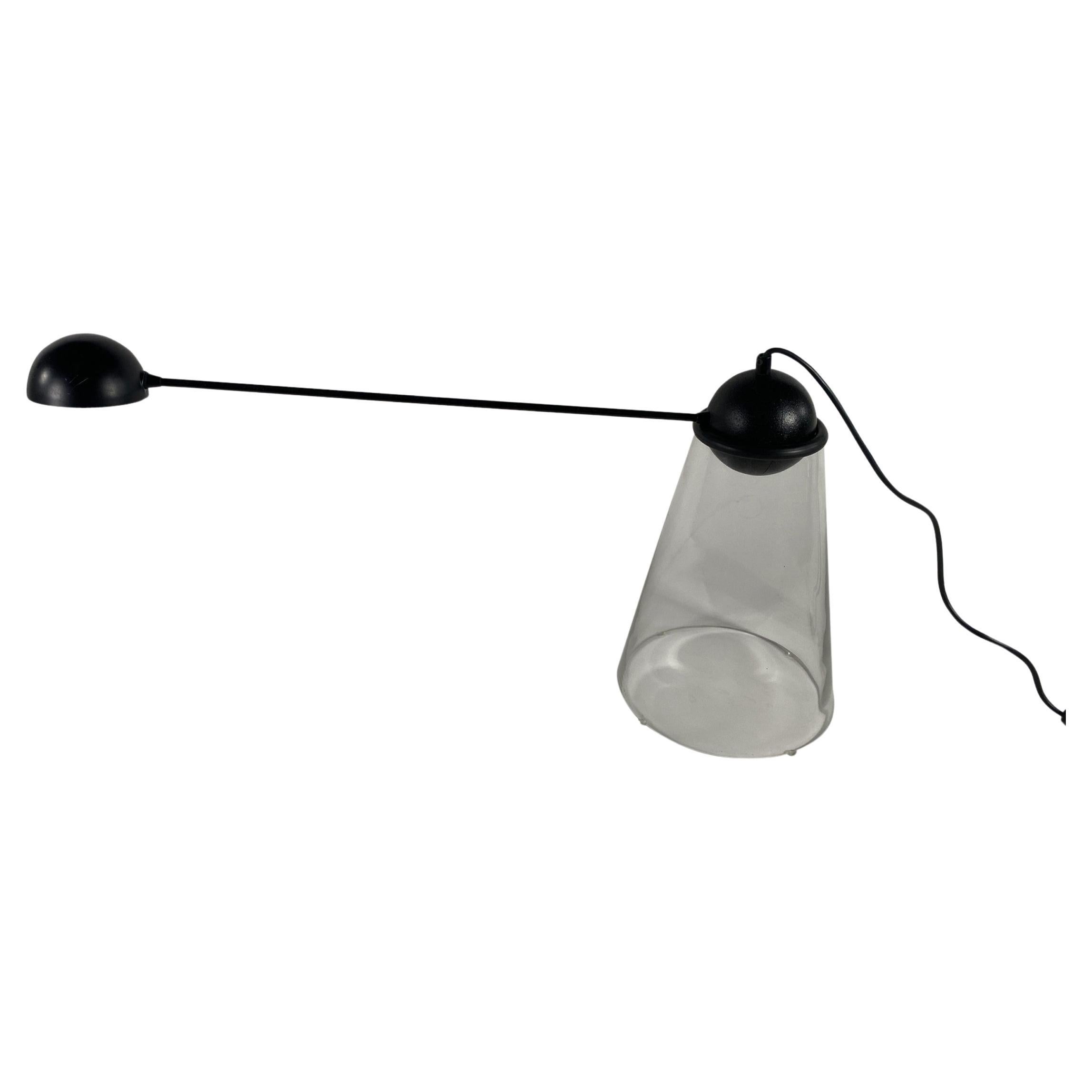 Italian Mid-Century Glass Cone Desk Lamp For Sale