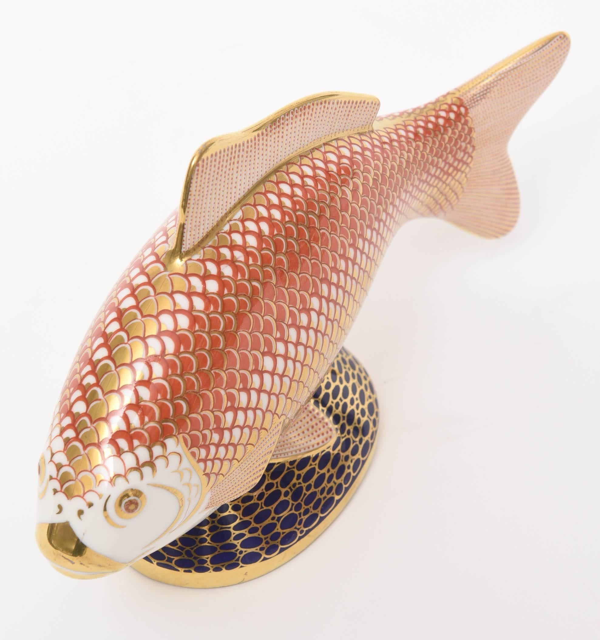Royal Crown Derby Imari Color Whimsical Fish Paperweight/Table Ornament 2