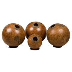 Set of 4 American Modern Bamboo and Resin Composite Sphere Table Lamps