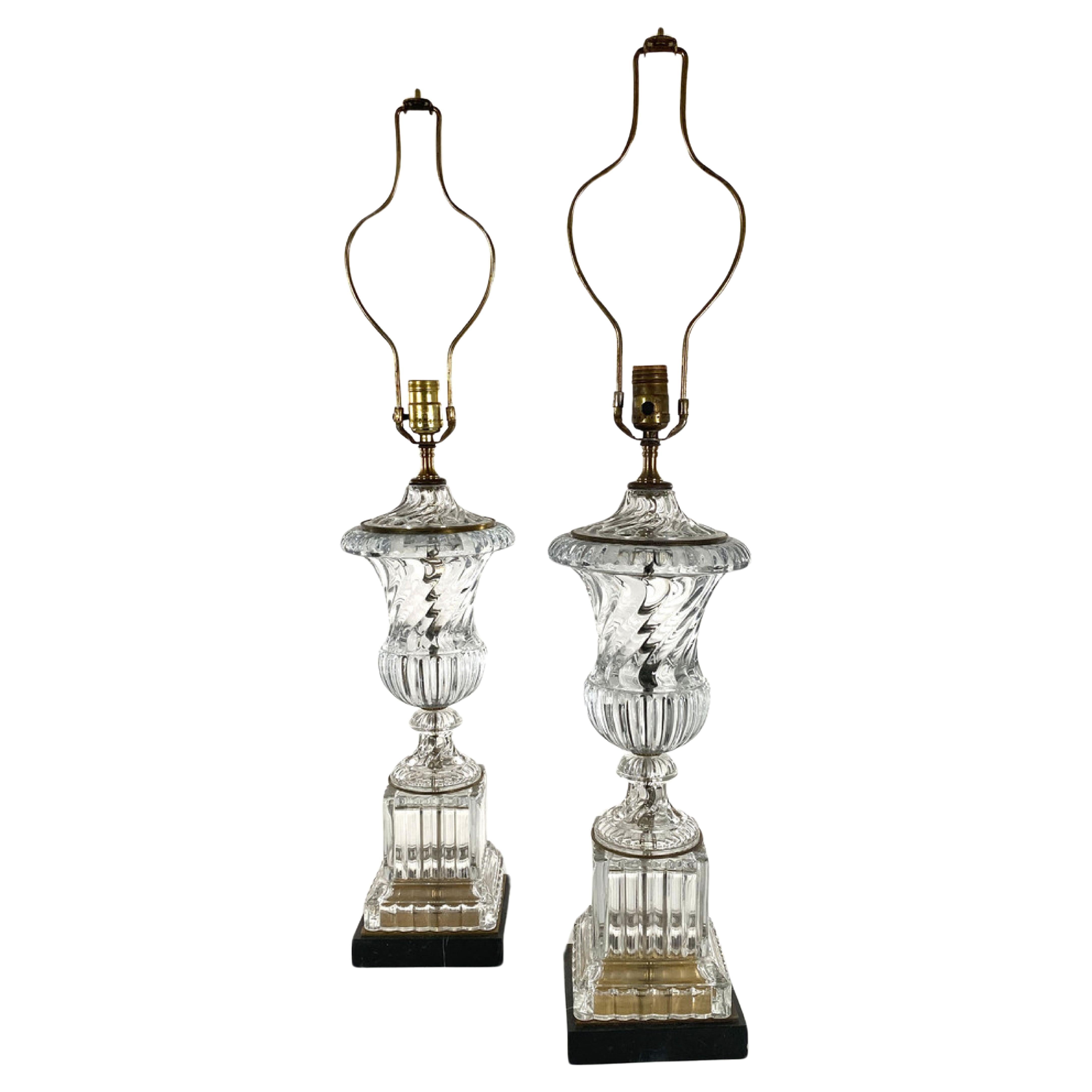 Paire de lampes modernes italiennes en verre et laiton, Baroiver & Toso