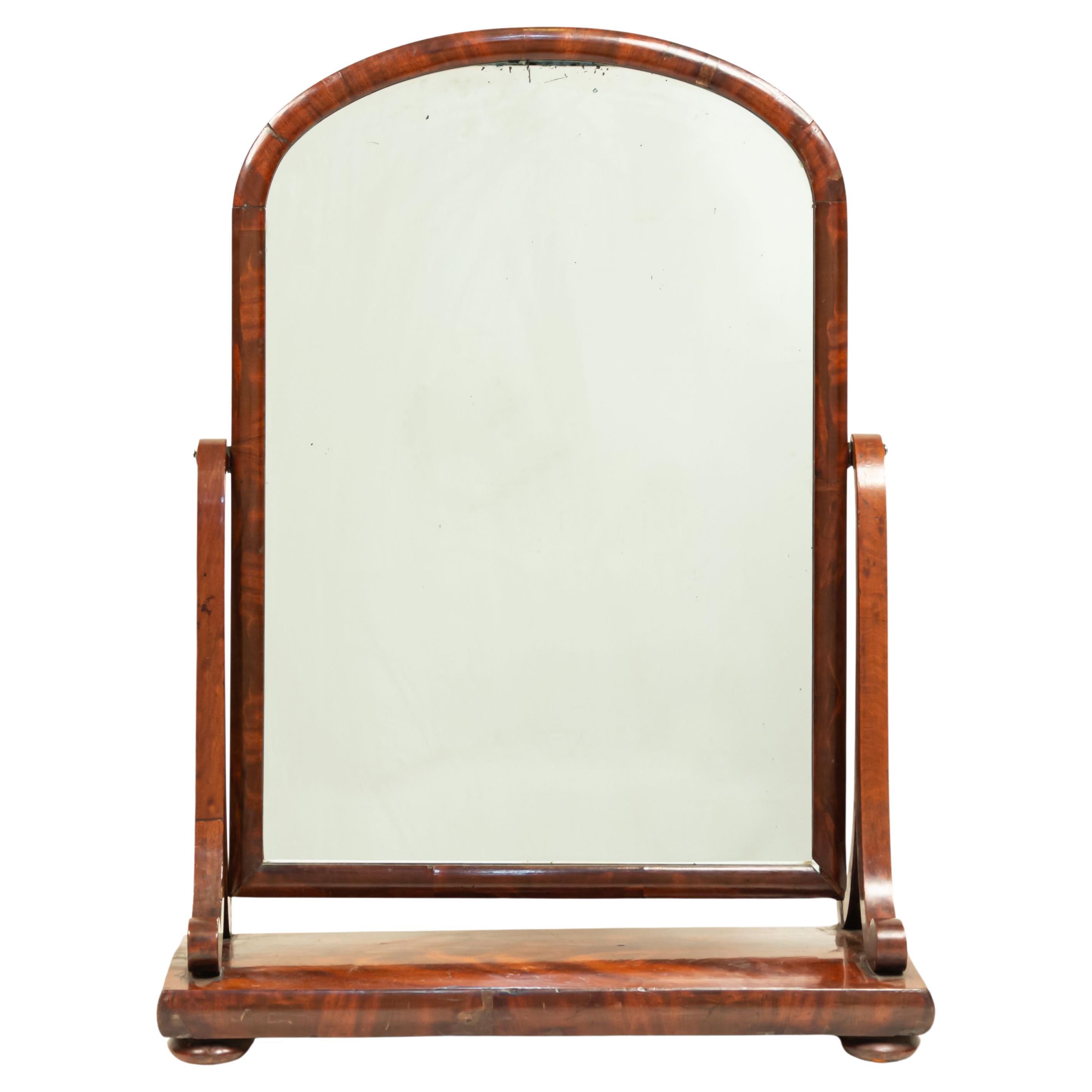 American Victorian Mahogany Shaving / Vanity Mirror