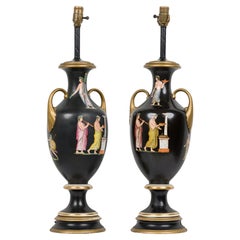 Victorian Ceramic Urns Lamps by Samuel Alcott, Circa 1890