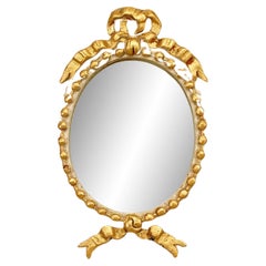 Italienischer Wandspiegel im neoklassischen Stil, weiß und goldfarben lackiert mit Blumenmuster