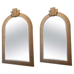 Vintage Pair of American Modern Snakeskin Mirrors, Karl Springer