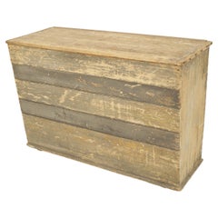 Rustic Hand-Painted Blue Grain Box Trunk, 20th Century American Style