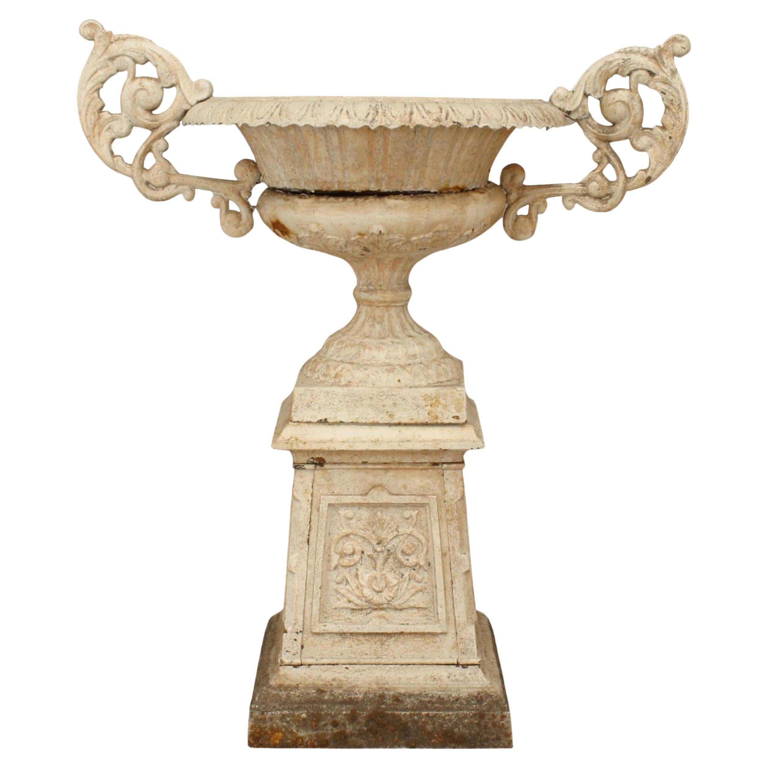 Outdoor Victorian White Painted Iron Urn