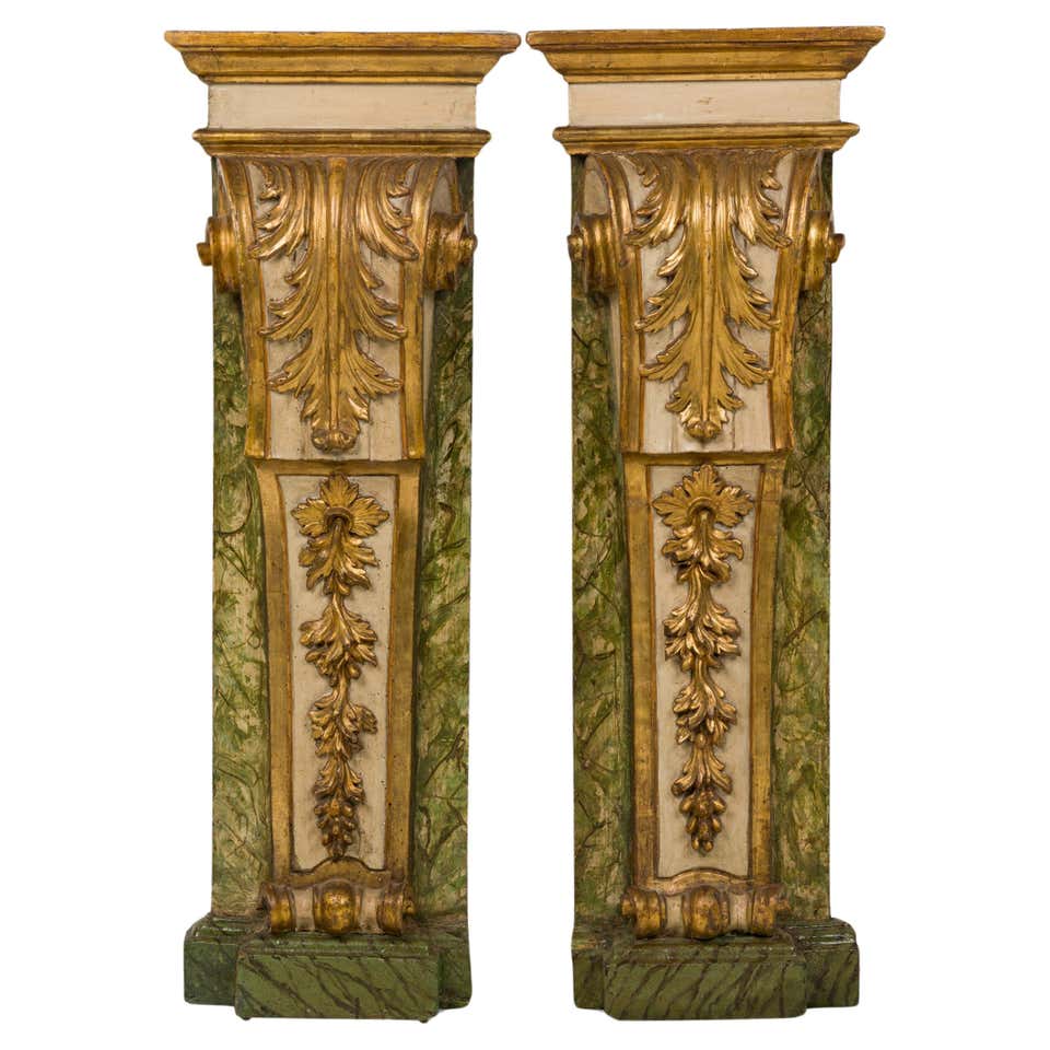Pair of Italian Rococo Painted Carved Columns For Sale at 1stDibs ...