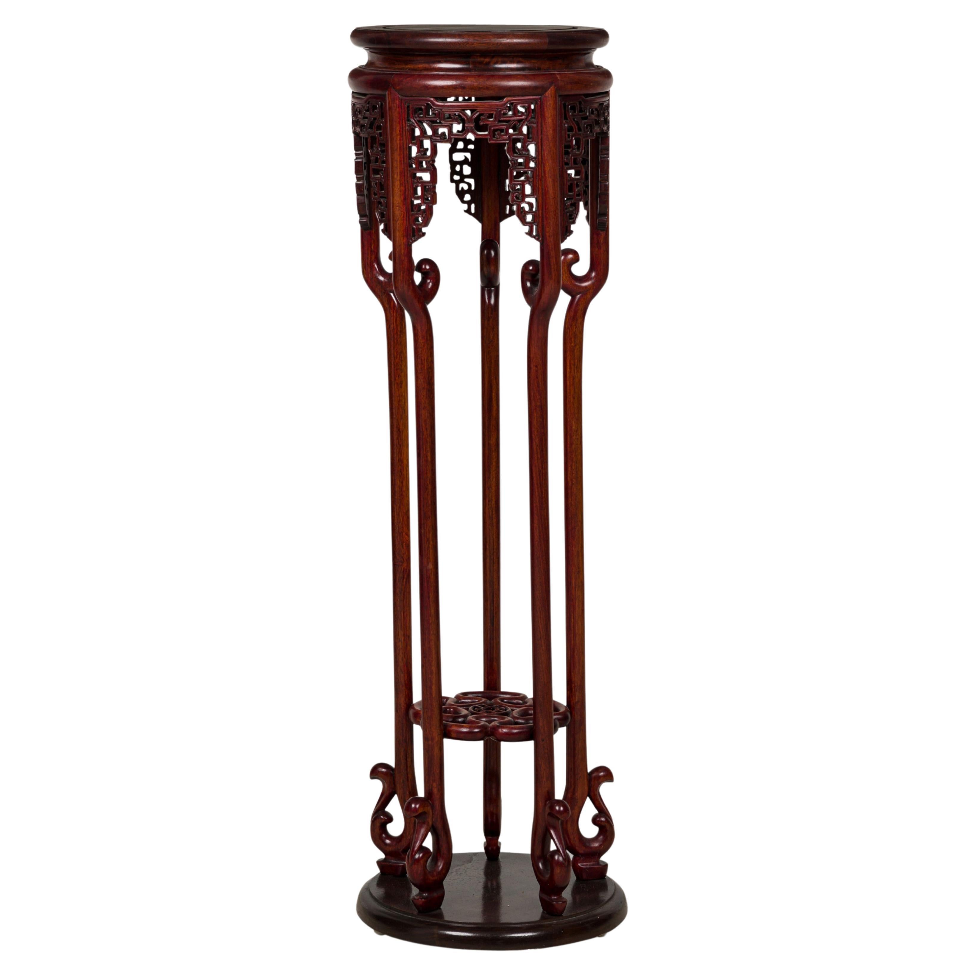 20th Century Chinese Carved Wooden Pedestal / Table Stand
