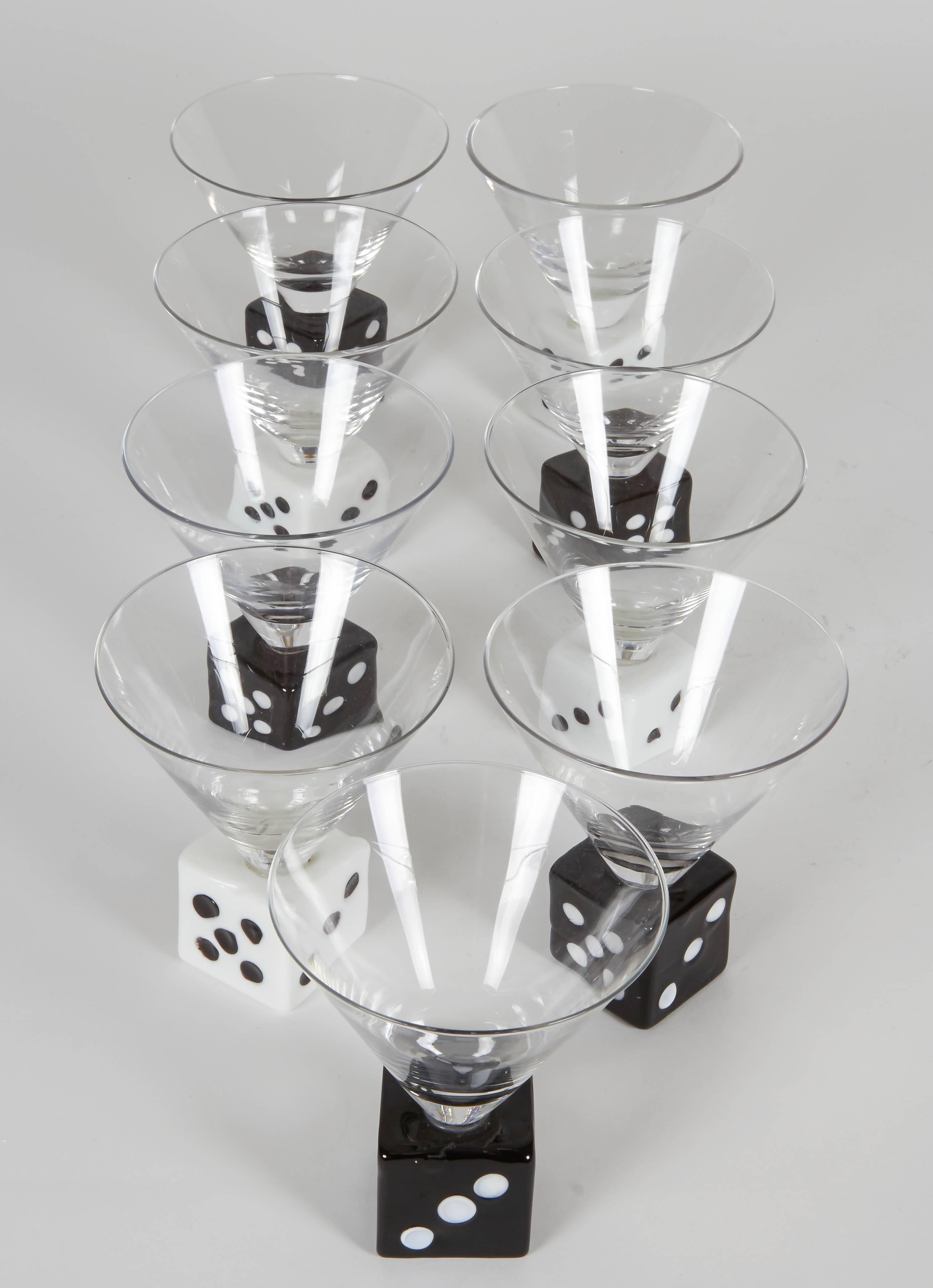 Set of Nine Vintage Dice Glasses In Excellent Condition In New York, NY