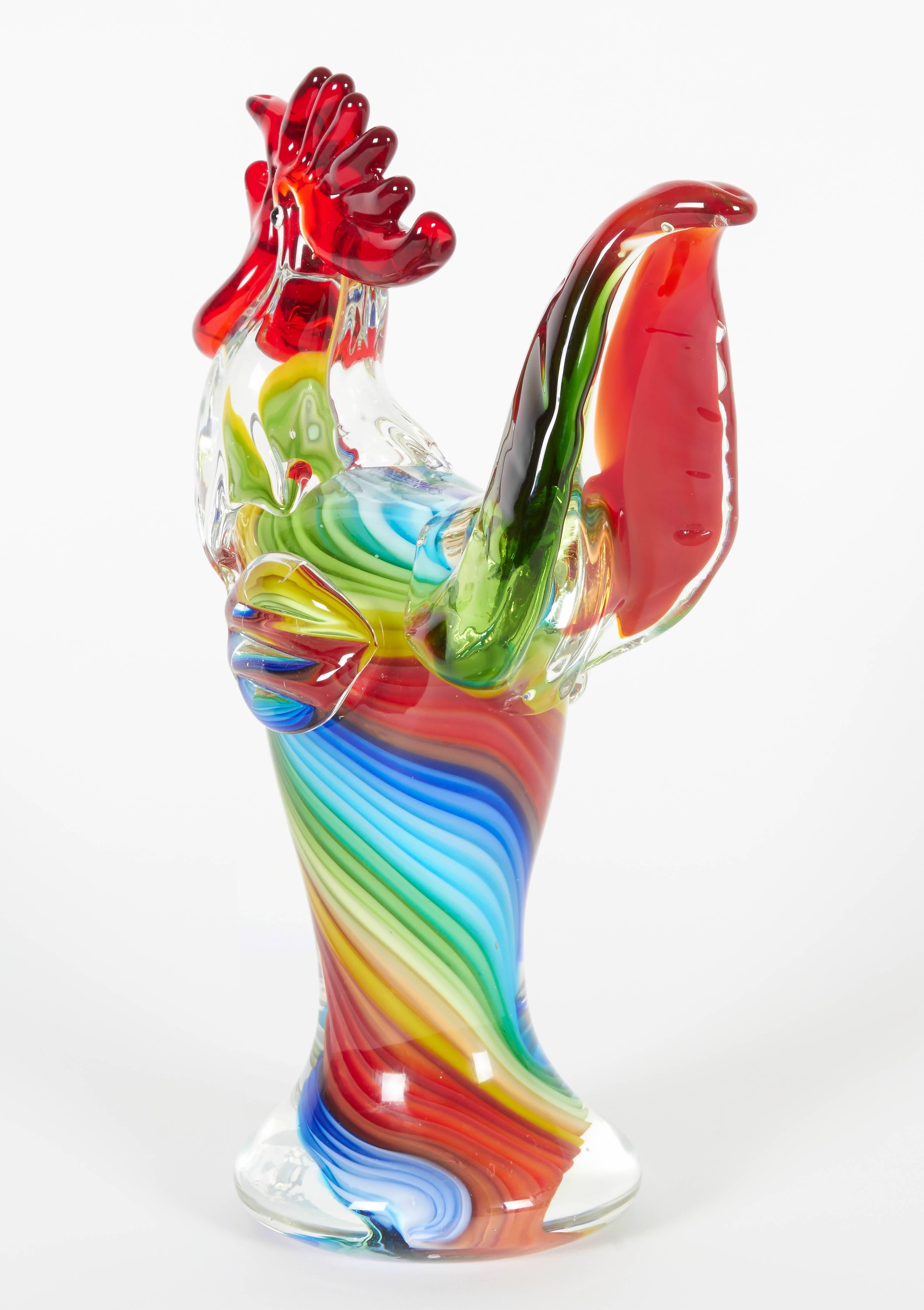 Murano Rooster Glass Figurine In Excellent Condition In New York, NY
