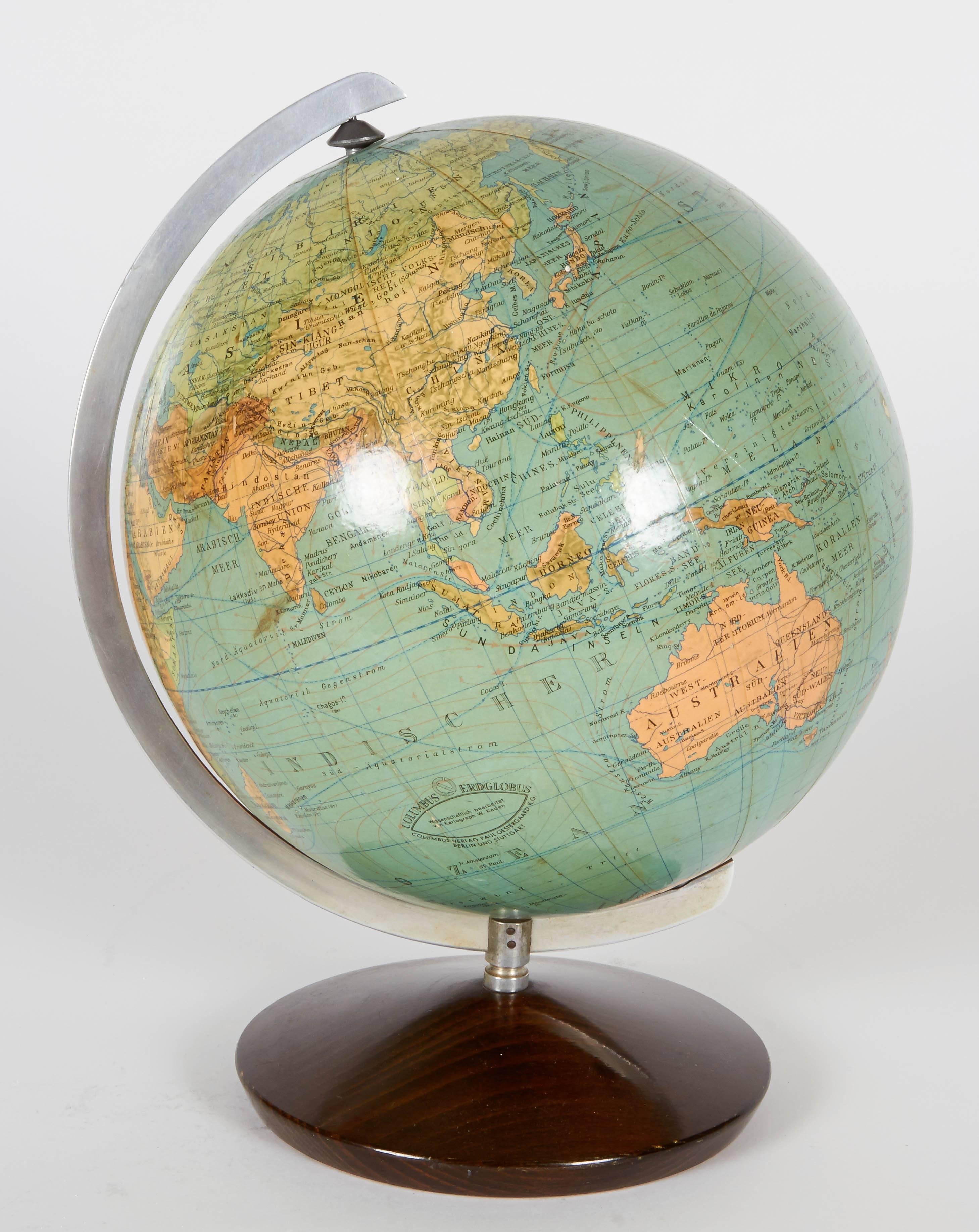 Mid-20th Century Vintage Globe on Stand