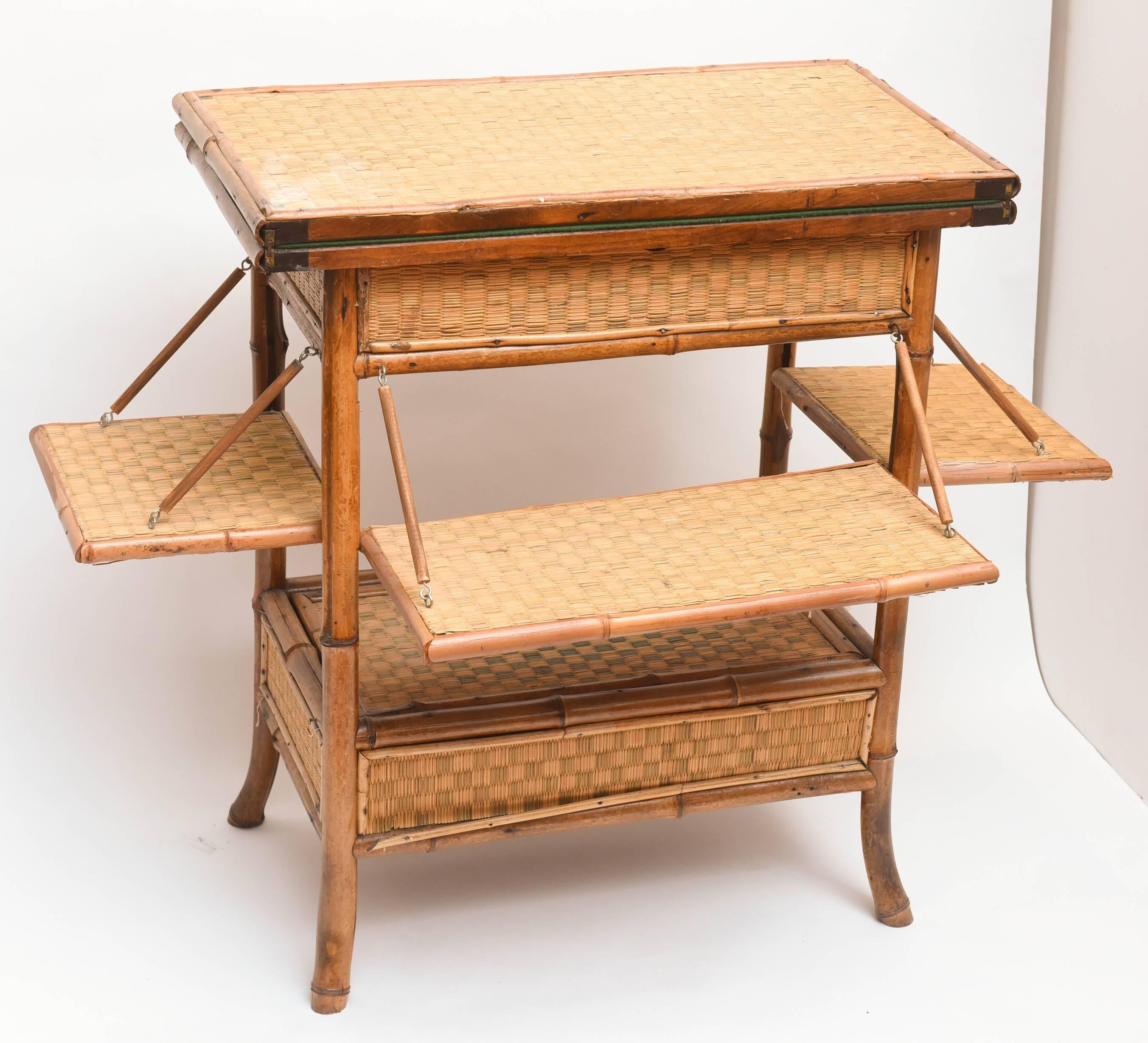 Unusual Flip Top Bamboo Card Table 3