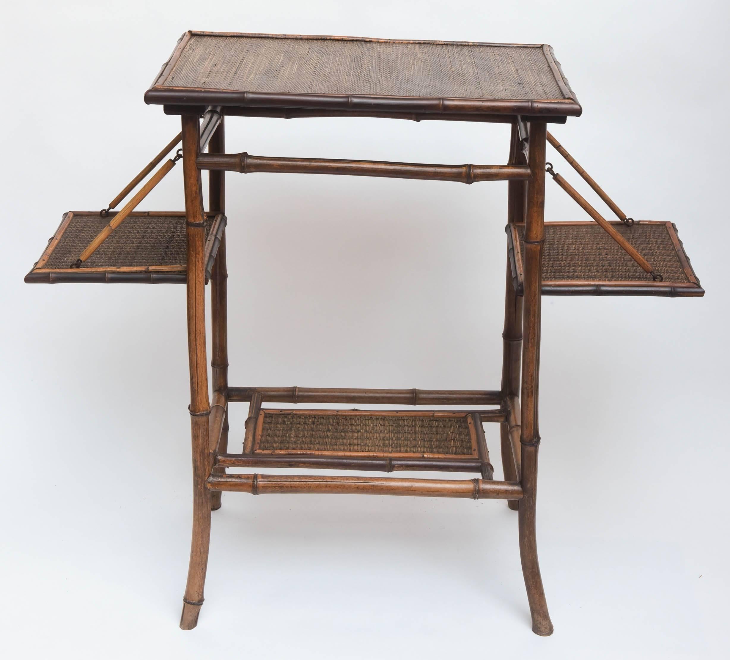 Rare 19th Century English Bamboo Tea Table Signed James Shoolbred, London In Good Condition In West Palm Beach, FL