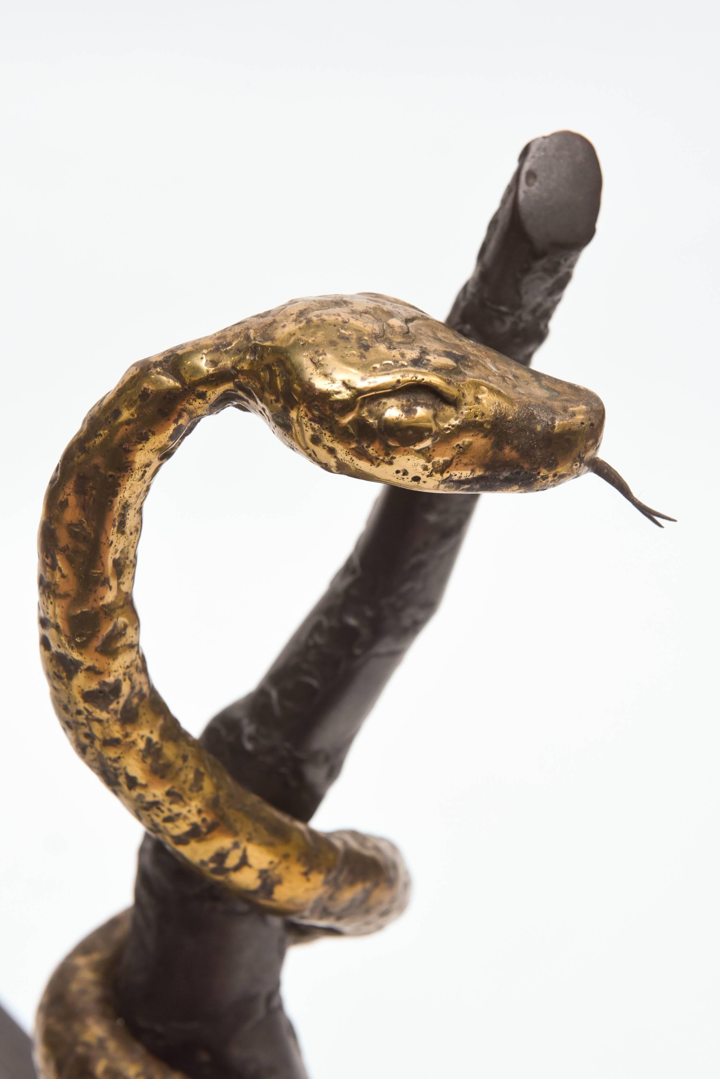 American Unusual Pair of Mid-Century Snake Design Andirons 