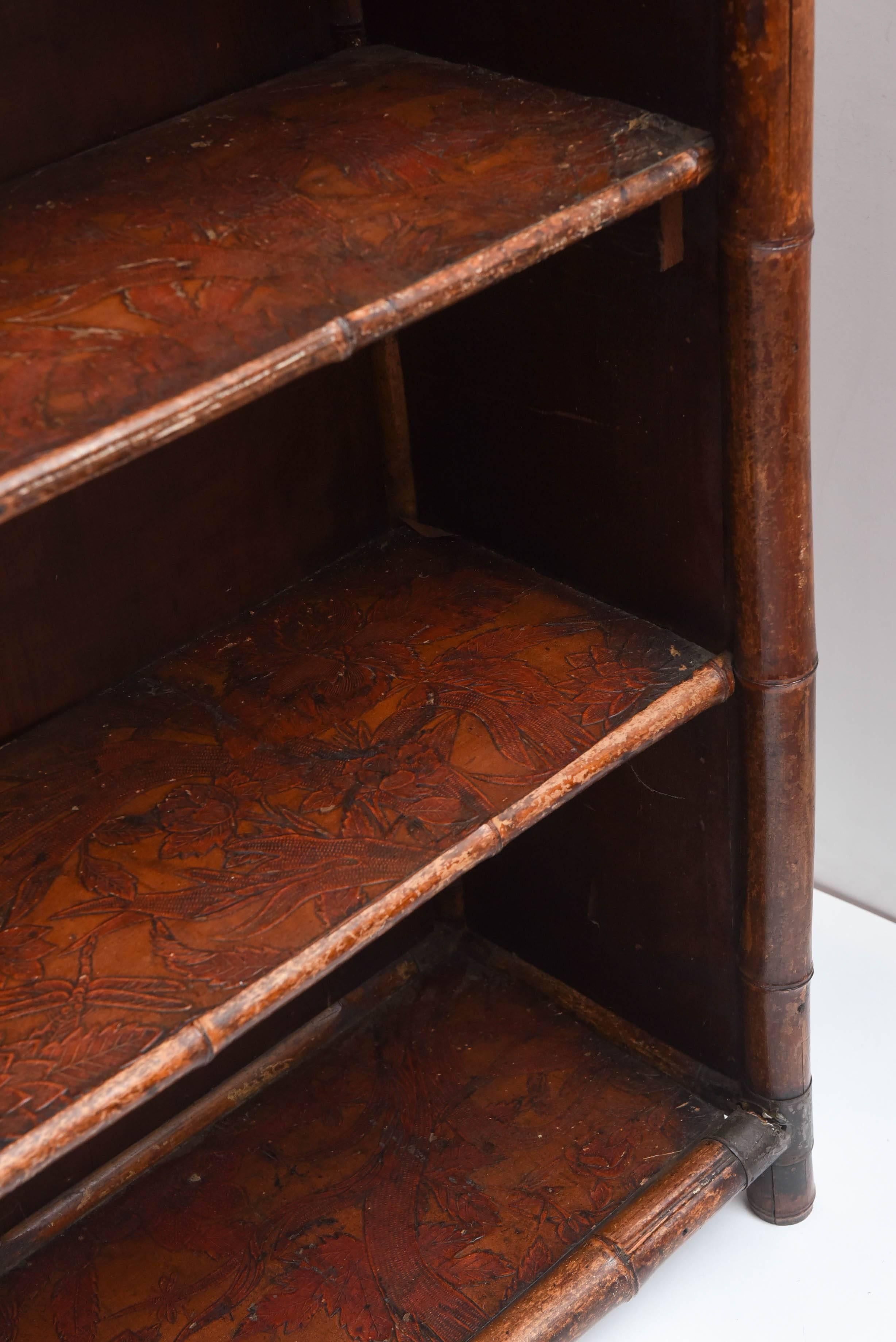 19th Century English Open Bamboo Bookcase 1