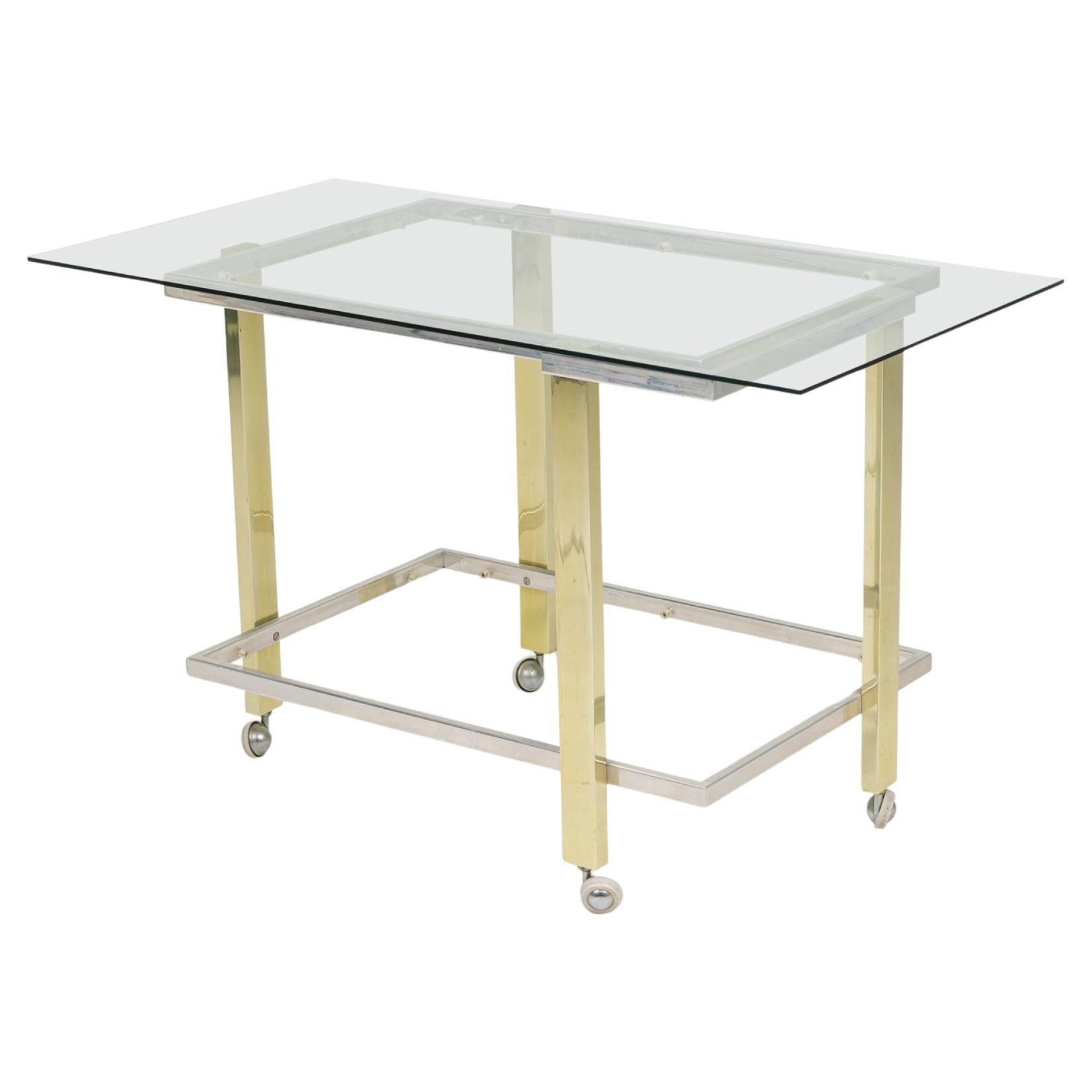 Milo Baughman Mid-Century American Mixed Metal Rolling Bar Cart