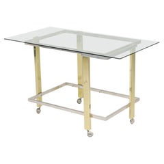 Milo Baughman Mid-Century American Mixed Metal Rolling Bar Cart