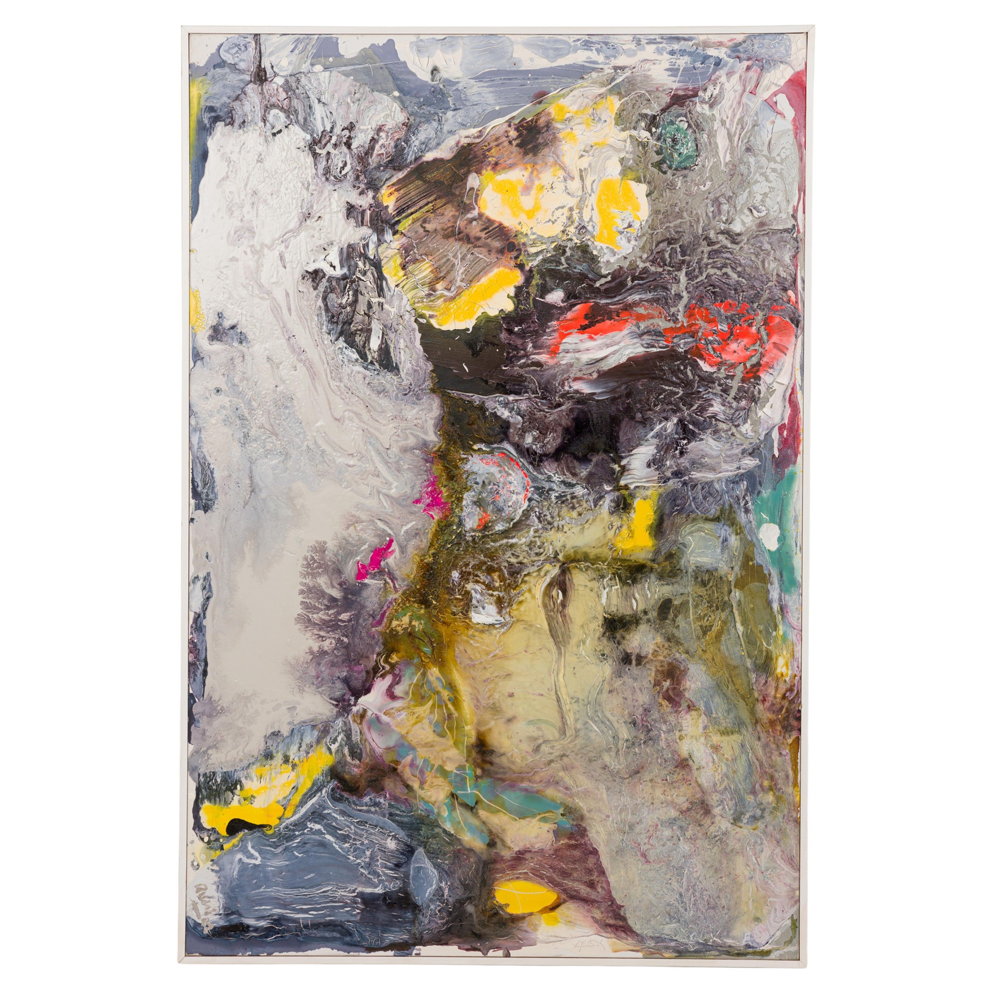 Two for the Show: Abstract Oil Painting on Canvas, 21st Century For Sale