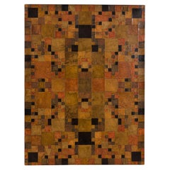 Contemporary Abstract Leather Wall Art, Collage on Canvas, 48x36"