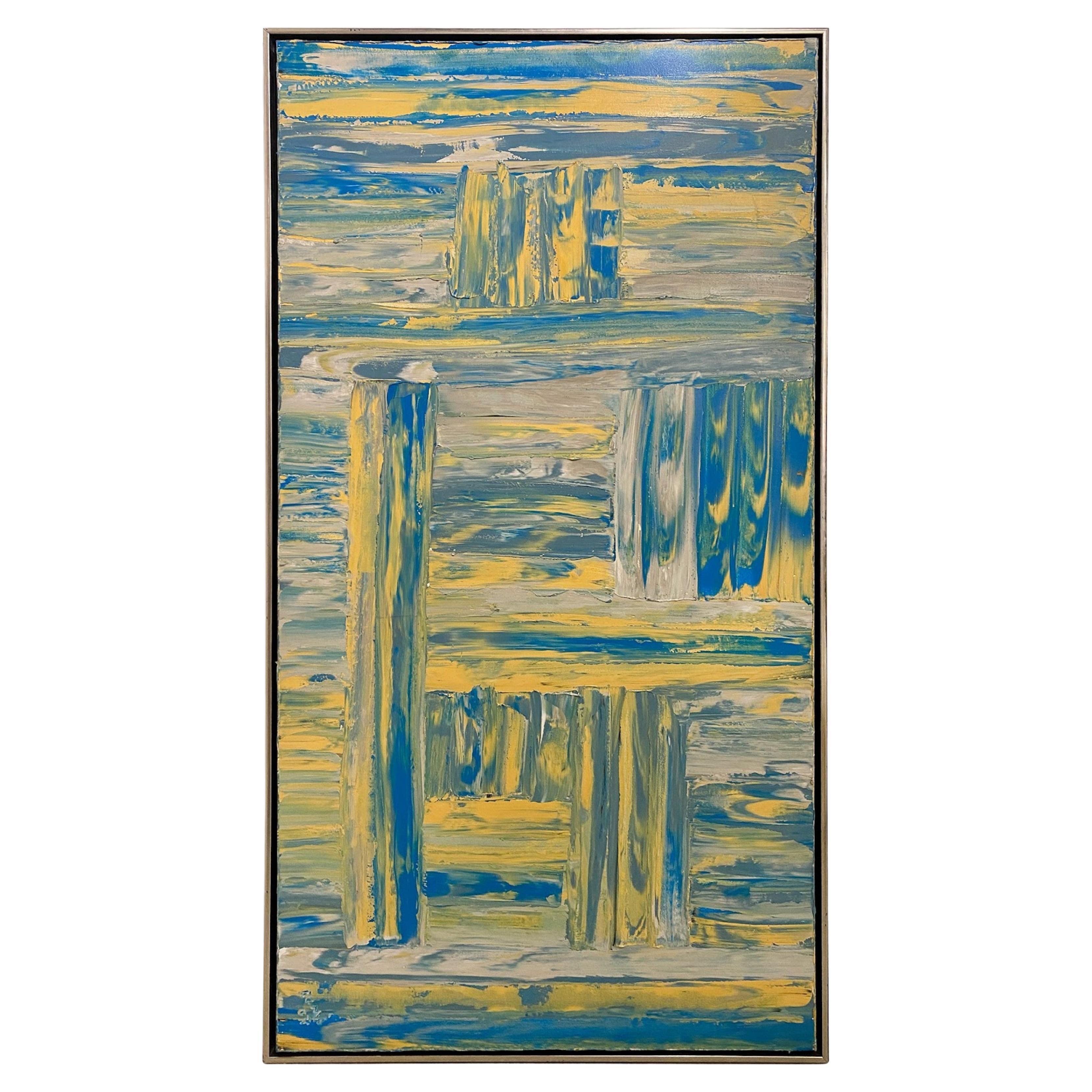 Ricardo Rumi American Contemporary Gerahmtes Abstraktes Ölgemälde, Titel: "Blue-Y